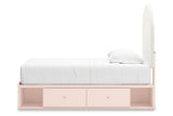 Wistenpine Blush Twin Upholstered Panel Bed with Storage -  Ashley - Luna Furniture