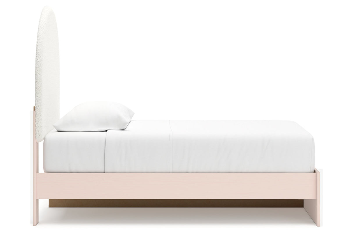 Wistenpine Blush Twin Upholstered Panel Bed with Storage -  Ashley - Luna Furniture