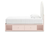 Wistenpine Blush Twin Upholstered Panel Bed with Storage -  Ashley - Luna Furniture