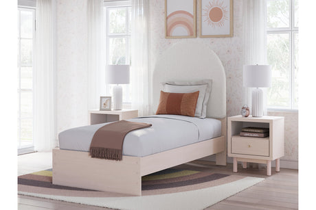 Wistenpine Blush Twin Upholstered Panel Bed -  Ashley - Luna Furniture