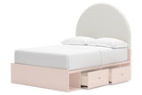 Wistenpine Blush Full Upholstered Panel Bed with Storage -  Ashley - Luna Furniture