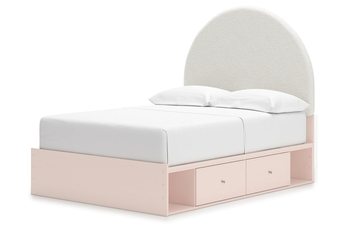 Wistenpine Blush Full Upholstered Panel Bed with Storage -  Ashley - Luna Furniture