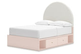 Wistenpine Blush Full Upholstered Panel Bed with Storage -  Ashley - Luna Furniture