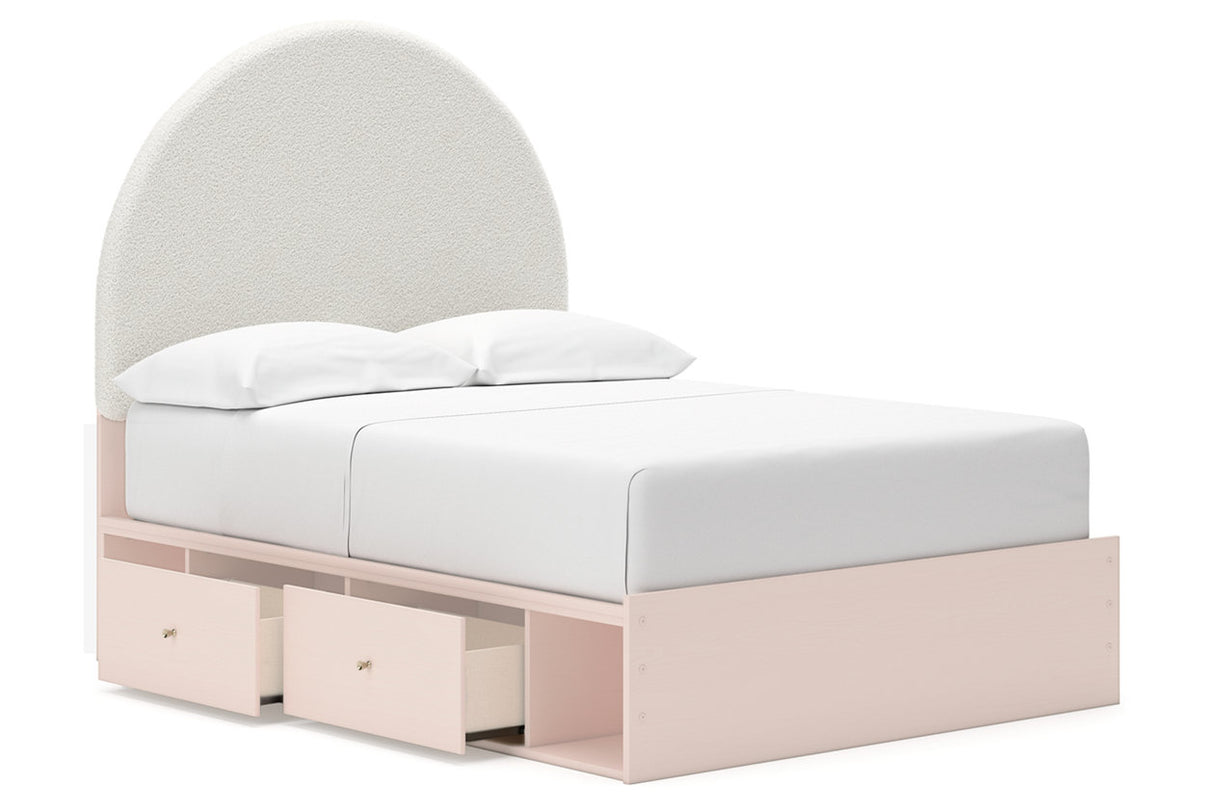 Wistenpine Blush Full Upholstered Panel Bed with Storage -  Ashley - Luna Furniture