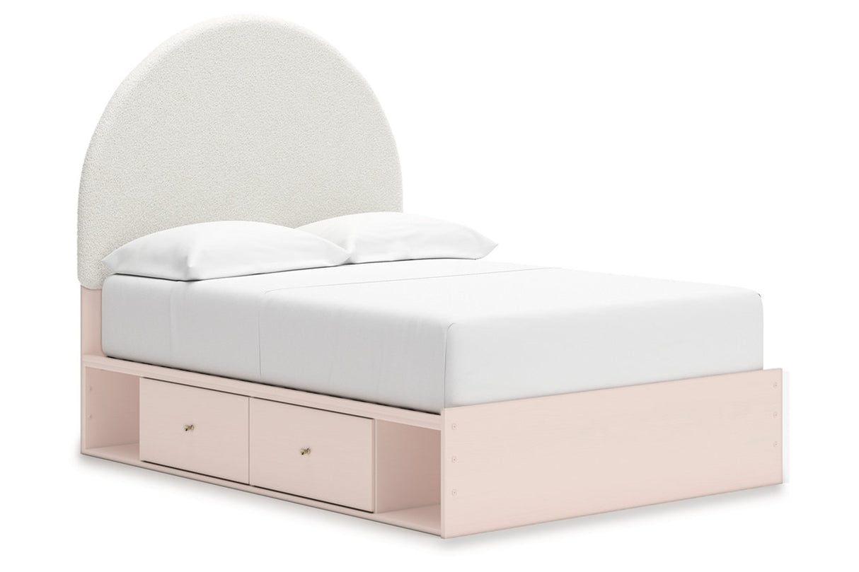 Wistenpine Blush Full Upholstered Panel Bed with Storage -  Ashley - Luna Furniture