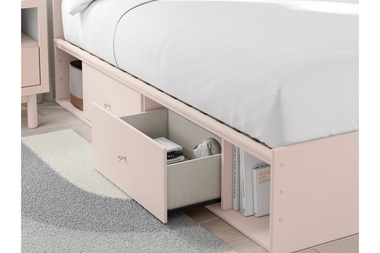 Wistenpine Blush Full Upholstered Panel Bed with Storage -  Ashley - Luna Furniture