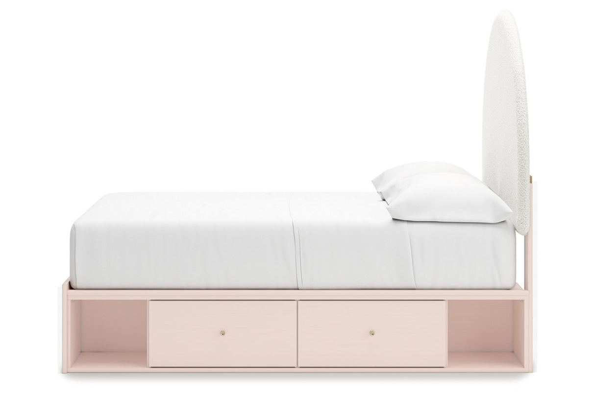 Wistenpine Blush Full Upholstered Panel Bed with Storage -  Ashley - Luna Furniture