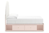 Wistenpine Blush Full Upholstered Panel Bed with Storage -  Ashley - Luna Furniture