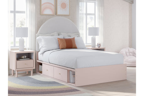 Wistenpine Blush Full Upholstered Panel Bed with Storage -  Ashley - Luna Furniture