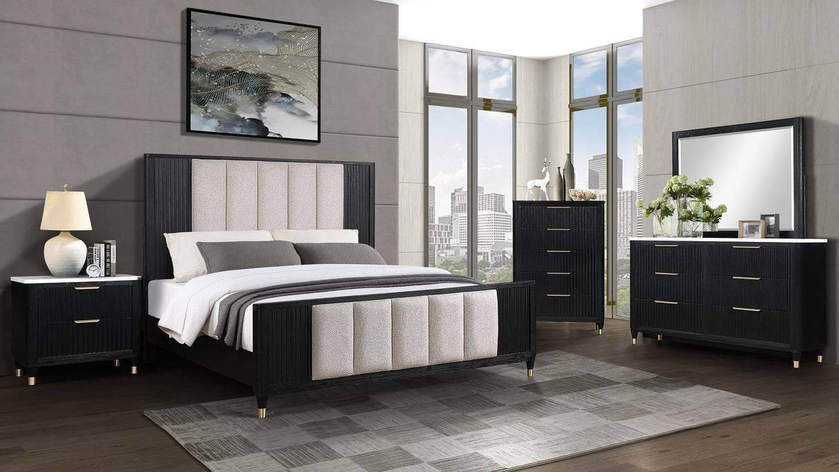 Kara Black Queen Panel Bed -  Crown Mark - Luna Furniture