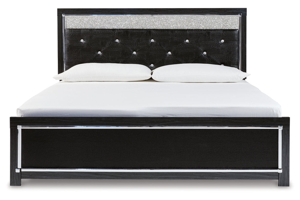 Kaydell Black King Upholstered Platform Bed -  Ashley - Luna Furniture