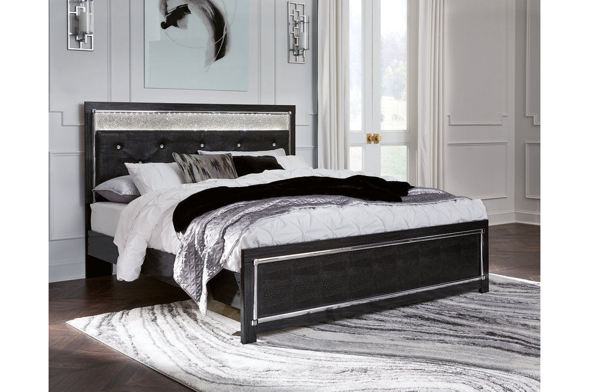 Kaydell Black King Upholstered Platform Bed -  Ashley - Luna Furniture