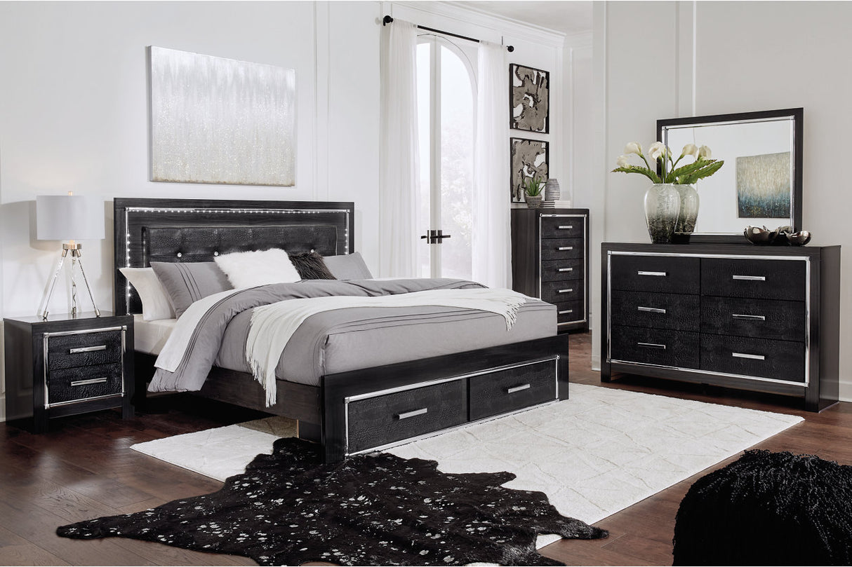 Kaydell Black King Panel Bed with Storage -  Ashley - Luna Furniture