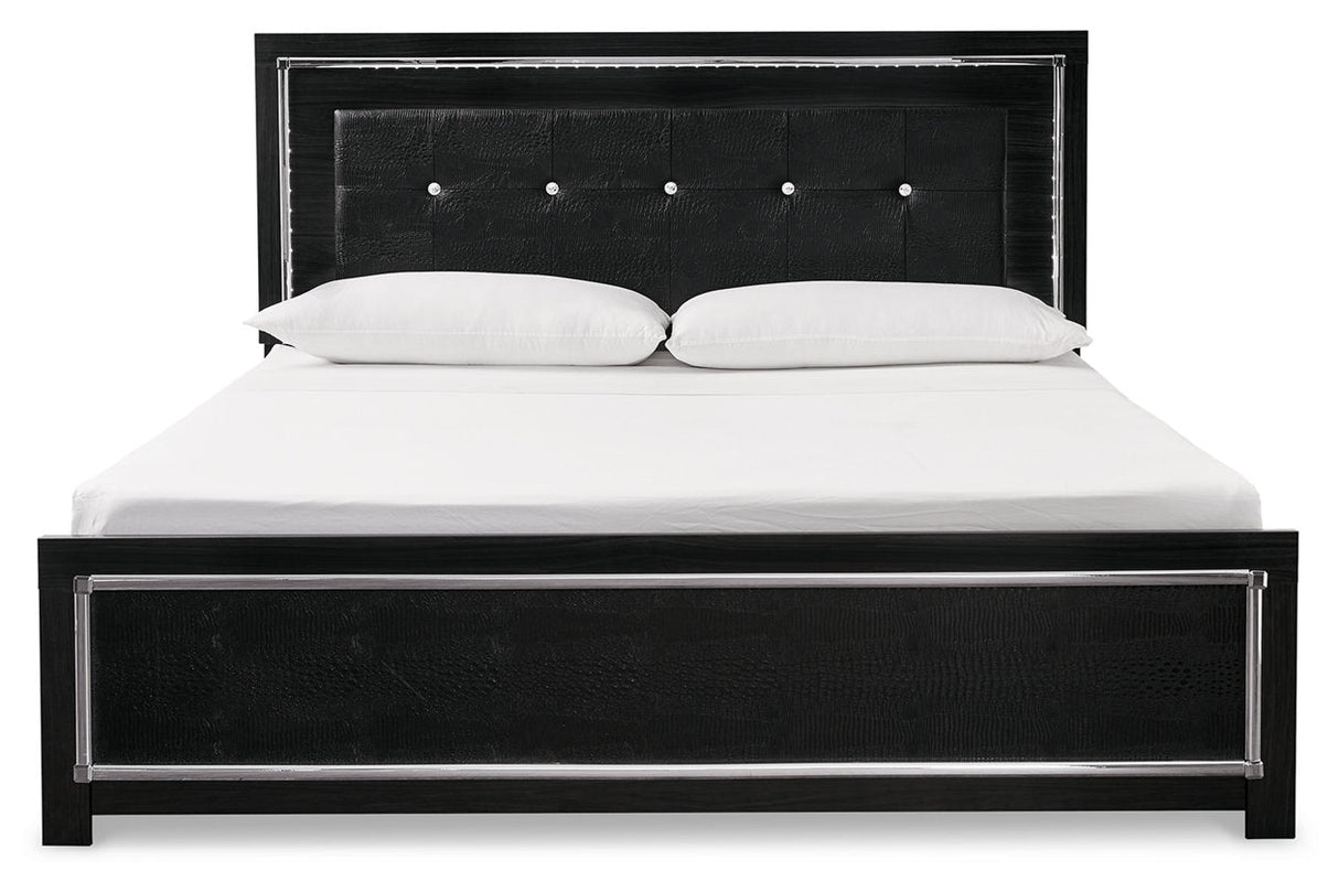 Kaydell Black King Upholstered Panel Bed -  Ashley - Luna Furniture