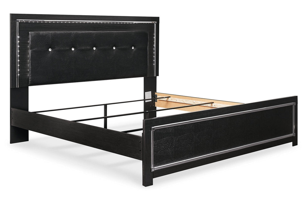 Kaydell Black King Upholstered Panel Bed -  Ashley - Luna Furniture