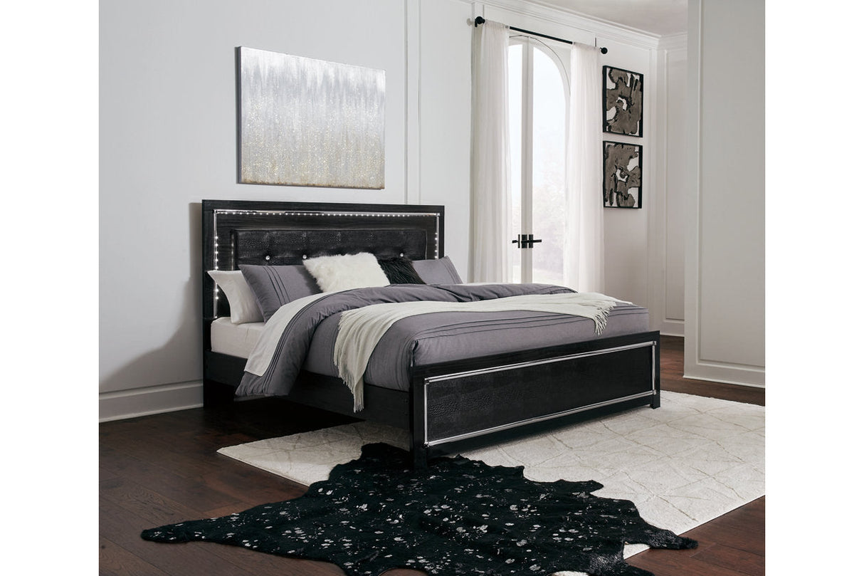 Kaydell Black King Upholstered Panel Bed -  Ashley - Luna Furniture