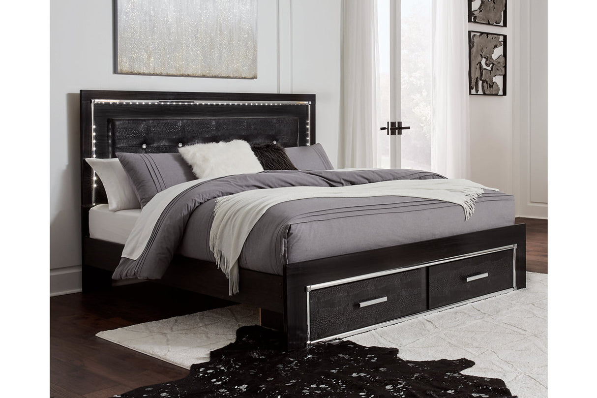 Kaydell Black King Panel Bed with Storage -  Ashley - Luna Furniture