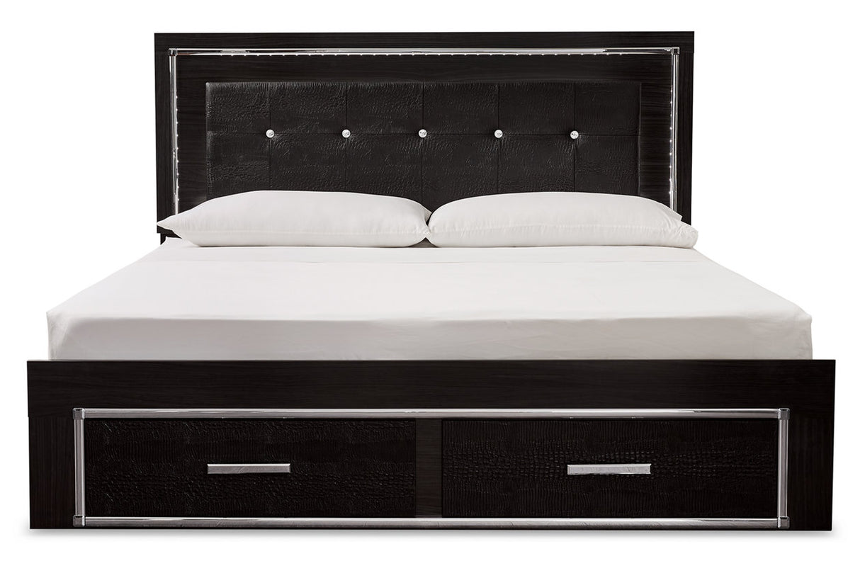 Kaydell Black King Panel Bed with Storage -  Ashley - Luna Furniture