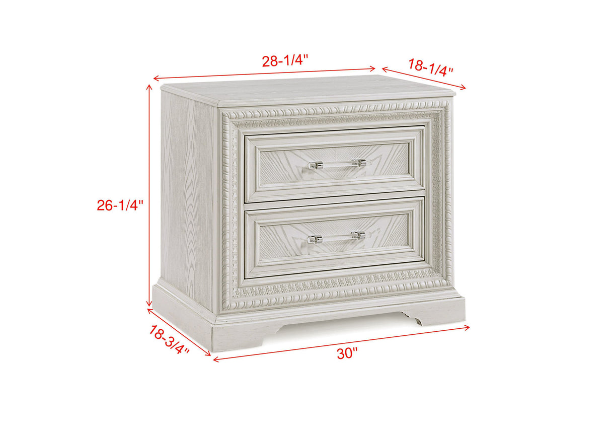 Alexandria Whitewash Nightstand -  Crown Mark - Luna Furniture