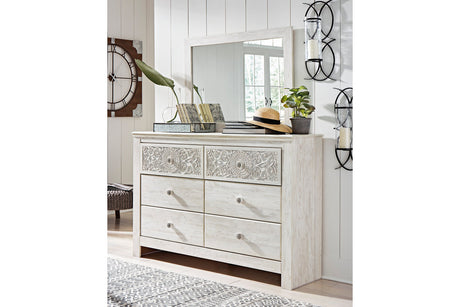 Paxberry Whitewash Dresser and Mirror -  Ashley - Luna Furniture
