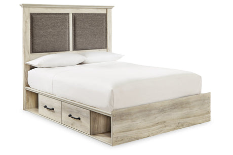 Cambeck Whitewash Queen Upholstered Platform Storage Bed -  Ashley - Luna Furniture