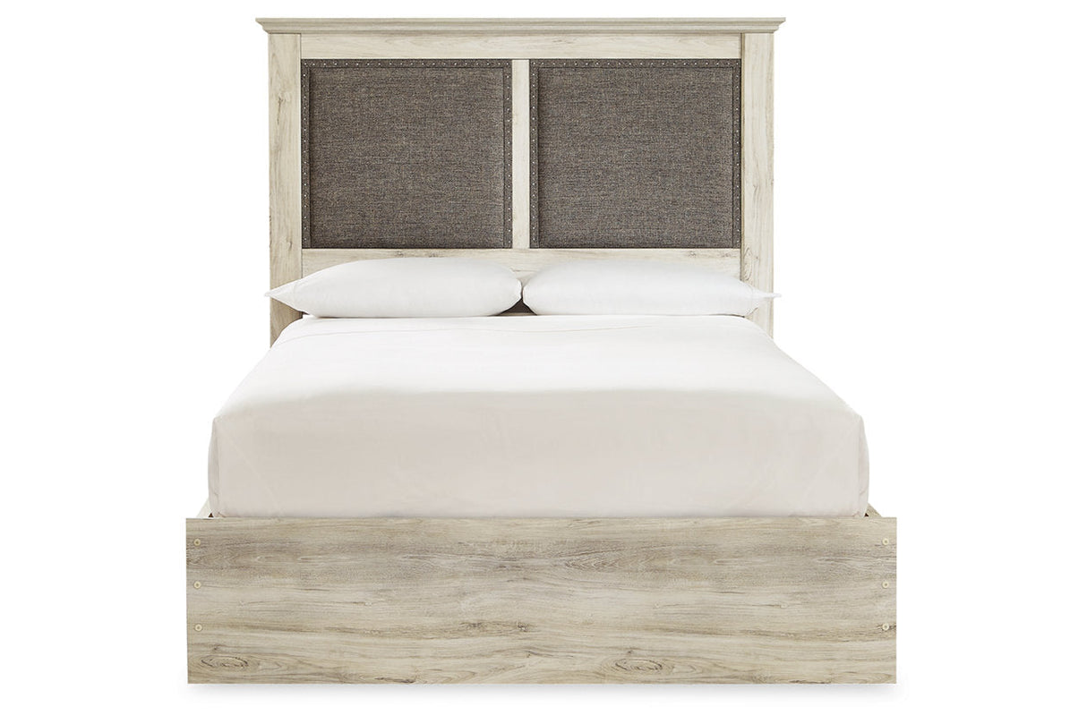 Cambeck Whitewash Queen Upholstered Platform Bed with 2 Side Under Bed Storage -  Ashley - Luna Furniture