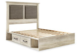 Cambeck Whitewash Queen Upholstered Platform Bed with 2 Side Under Bed Storage -  Ashley - Luna Furniture