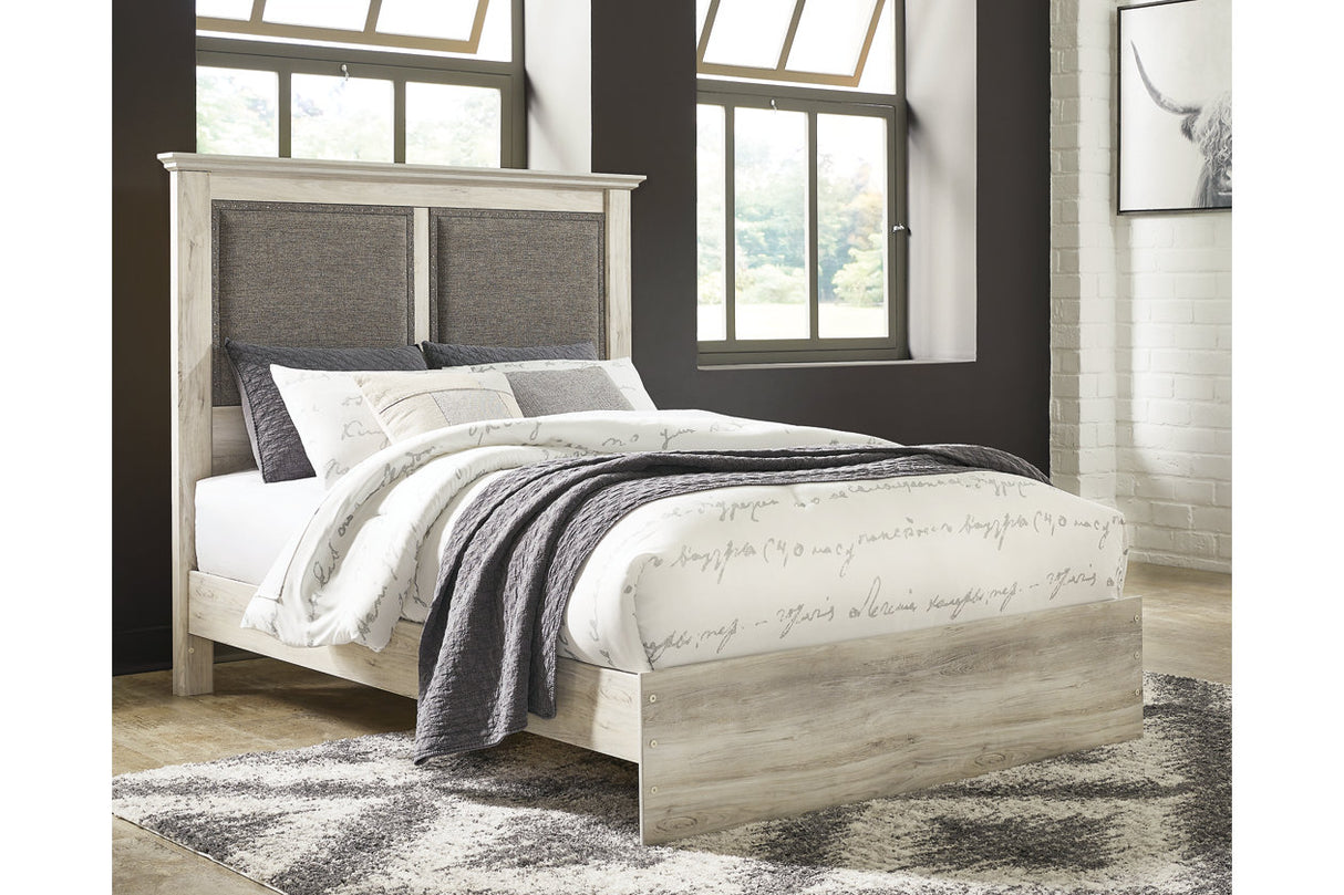 Cambeck Whitewash Queen Upholstered Panel Bed -  Ashley - Luna Furniture