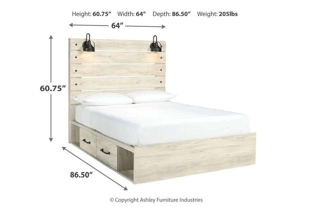 Cambeck Whitewash Queen Platform Bed with 2 Storage Drawers -  Ashley - Luna Furniture