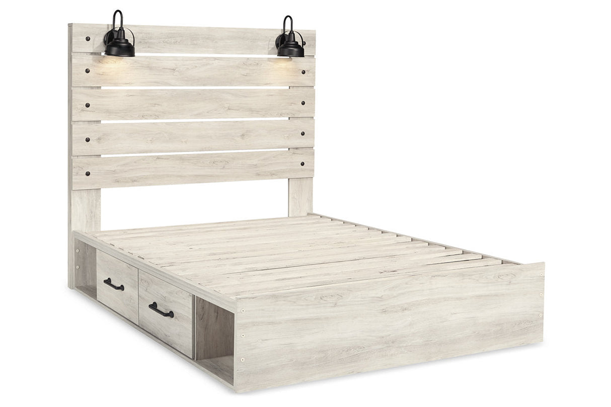 Cambeck Whitewash Queen Platform Bed with 2 Storage Drawers -  Ashley - Luna Furniture