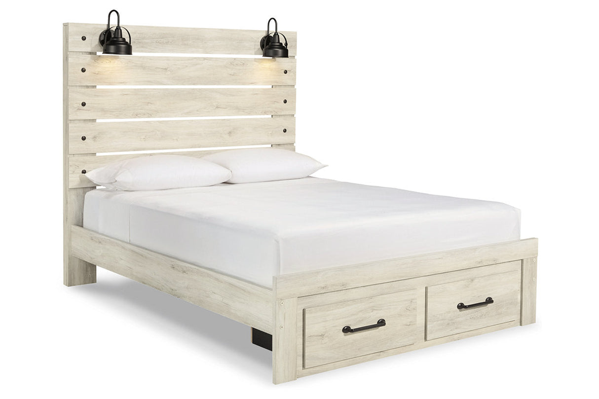 Cambeck Whitewash Queen Panel Bed with 2 Storage Drawers -  Ashley - Luna Furniture