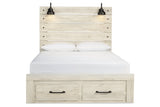 Cambeck Whitewash Queen Panel Bed with 2 Storage Drawers -  Ashley - Luna Furniture