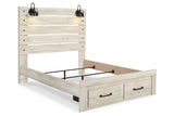 Cambeck Whitewash Queen Panel Bed with 2 Storage Drawers -  Ashley - Luna Furniture