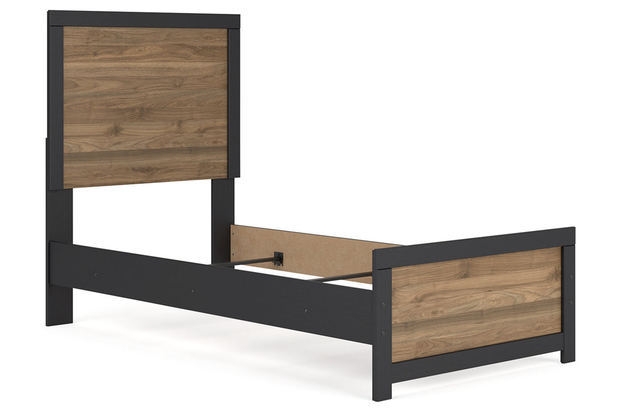 Vertani Black Twin Panel Bed -  Ashley - Luna Furniture