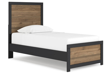 Vertani Black Twin Panel Bed -  Ashley - Luna Furniture