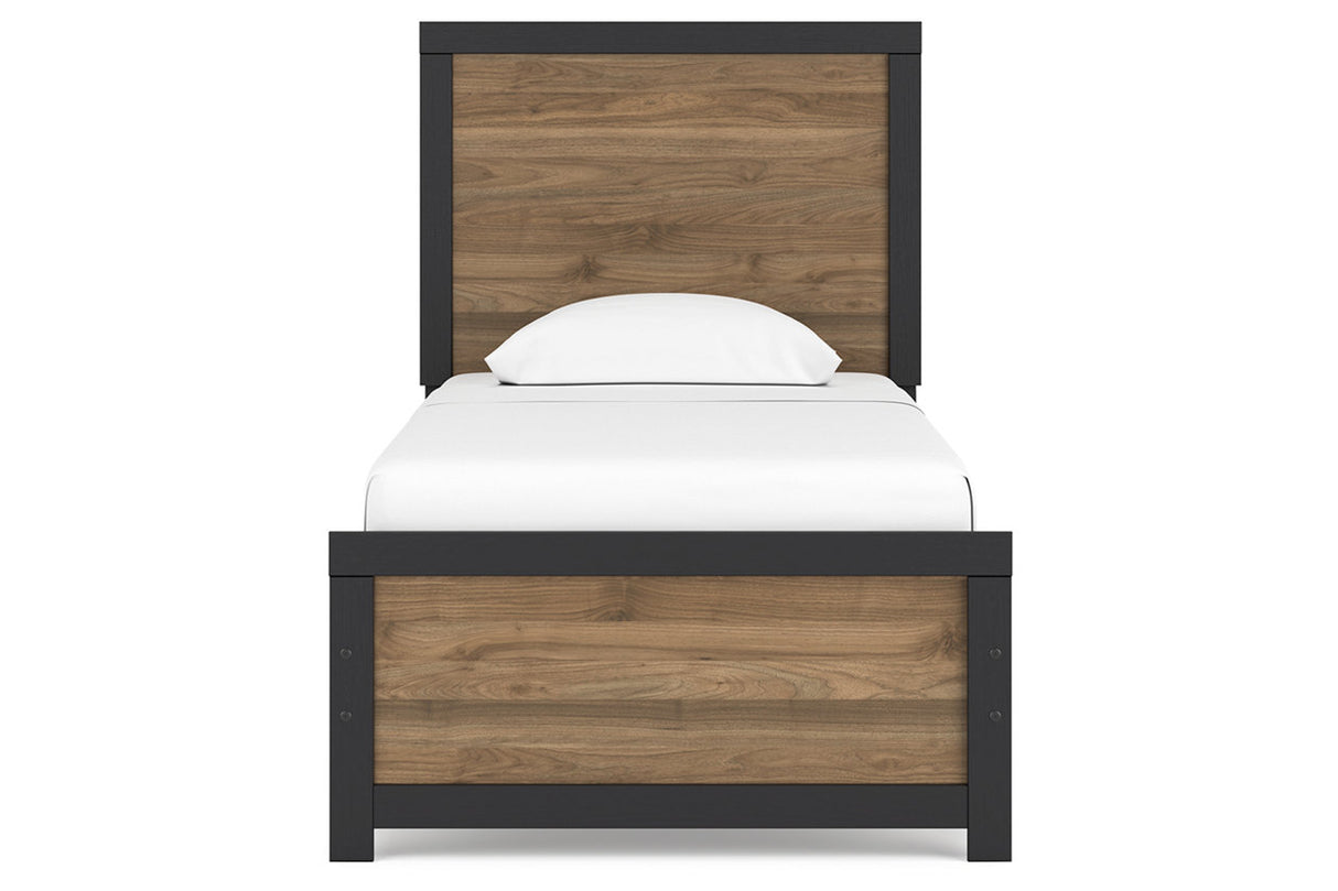 Vertani Black Twin Panel Bed -  Ashley - Luna Furniture