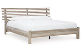 Hasbrick Tan King Slat Panel Bed -  Ashley - Luna Furniture