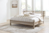 Hasbrick Tan King Slat Panel Bed -  Ashley - Luna Furniture