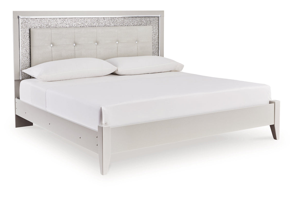 Zyniden Silver King Upholstered Panel Bed -  Ashley - Luna Furniture