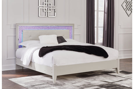 Zyniden Silver King Upholstered Panel Bed -  Ashley - Luna Furniture