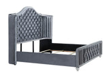 Cameo Gray King Upholstered Wingback Panel Bed -  Crown Mark - Luna Furniture