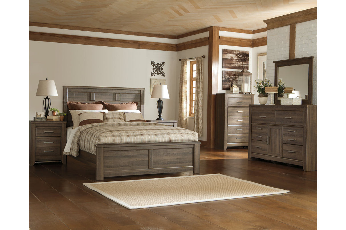 Juararo Dark Brown California King Panel Bed -  Ashley - Luna Furniture