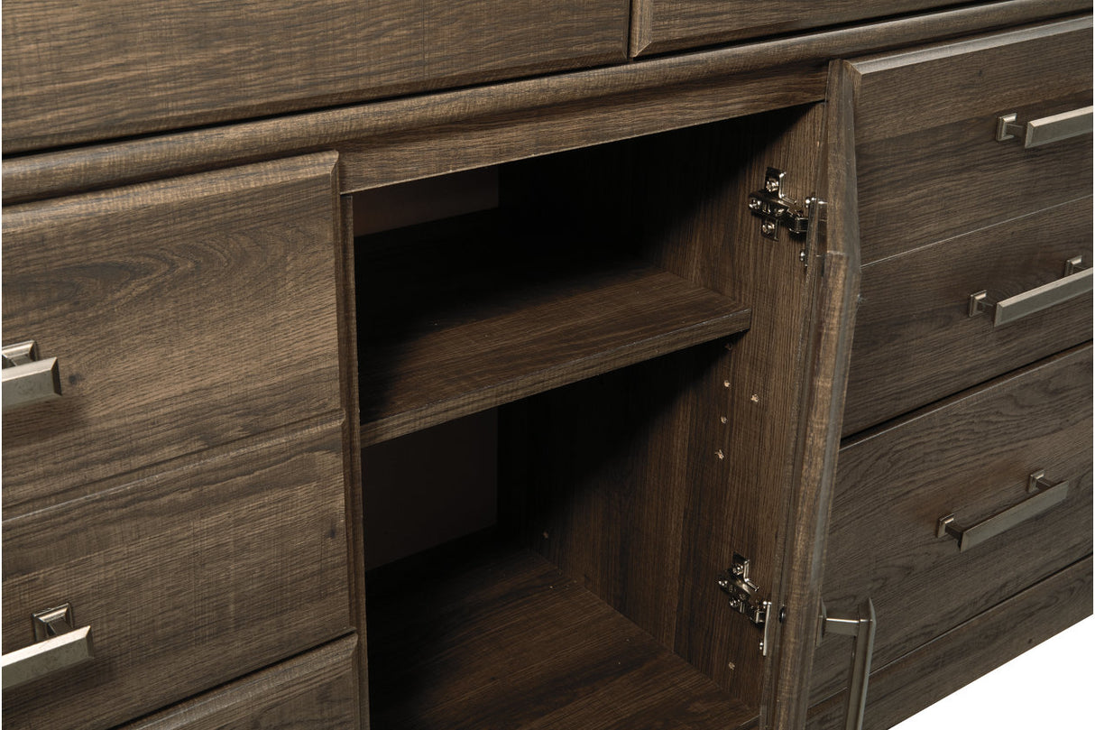 Juararo Dark Brown Dresser and Mirror -  Ashley - Luna Furniture