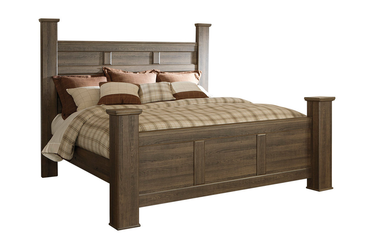 Juararo Dark Brown California King Poster Bed -  Ashley - Luna Furniture