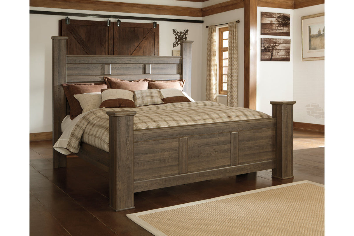 Juararo Dark Brown California King Poster Bed -  Ashley - Luna Furniture