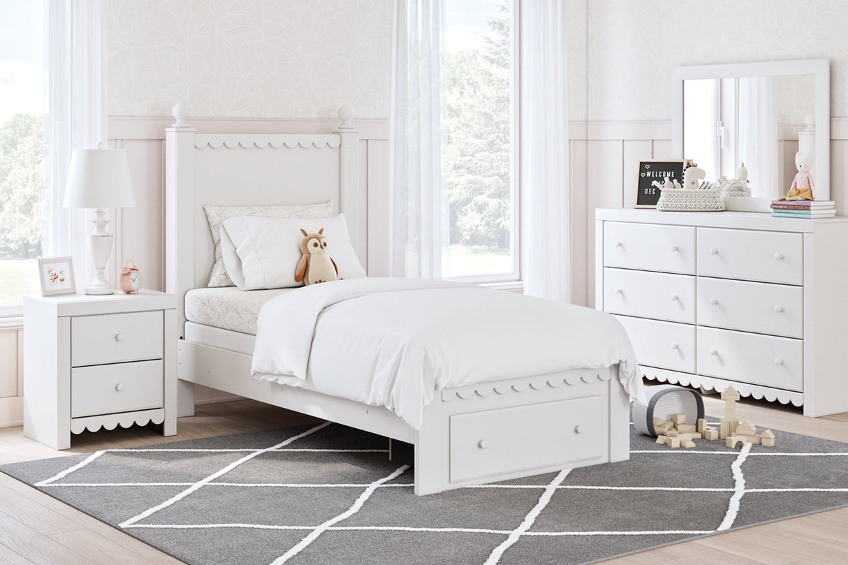 Mollviney White Twin Panel Storage Bed from Ashley - Luna Furniture