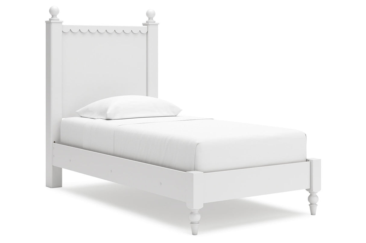 Mollviney White Twin Panel Bed -  Ashley - Luna Furniture