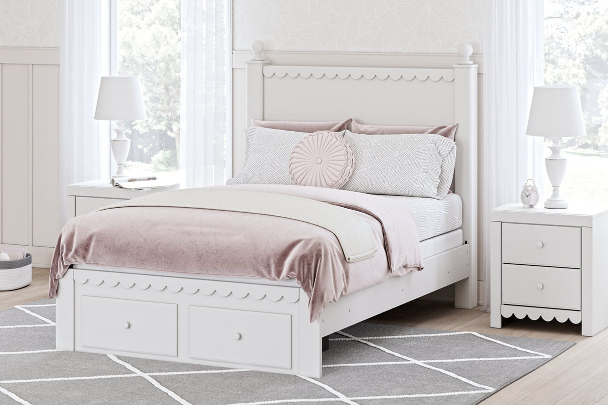 Mollviney White Full Panel Storage Bed -  Ashley - Luna Furniture