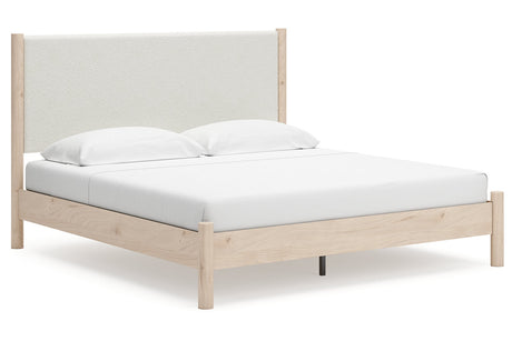 Cadmori Two-tone King Upholstered Panel Bed -  Ashley - Luna Furniture