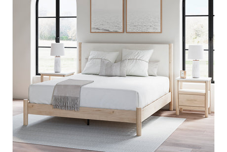 Cadmori Two-tone King Upholstered Panel Bed -  Ashley - Luna Furniture